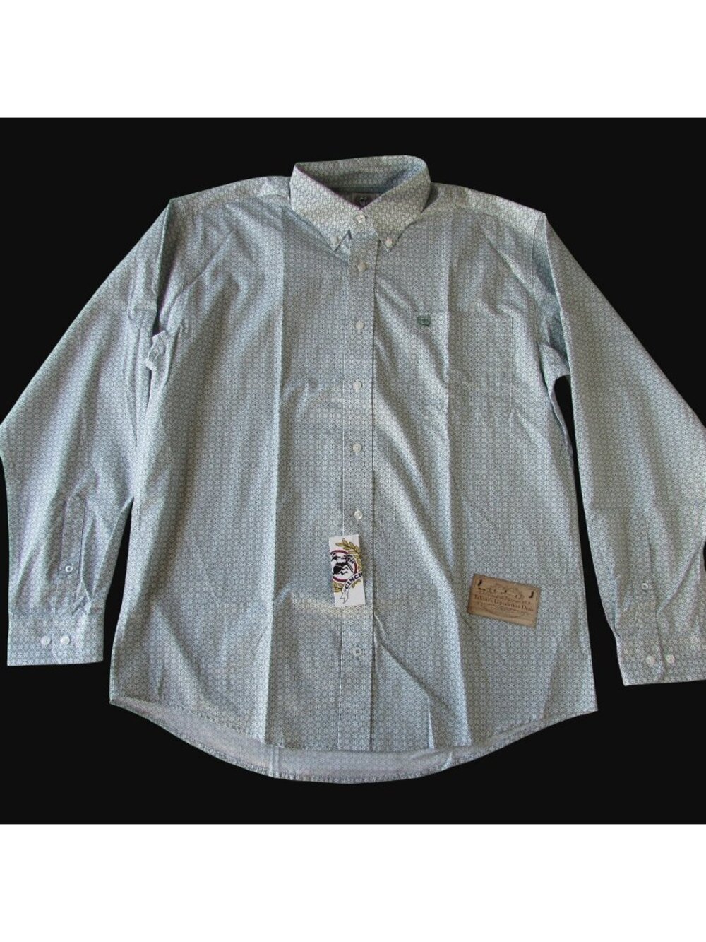 Cinch Men's S Long Sleeve Print Classic Button Shirt Blue/White MTW1105891